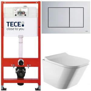 Tece Base Stelaż Zestaw Podtynkowy Wc Chrom 5w1