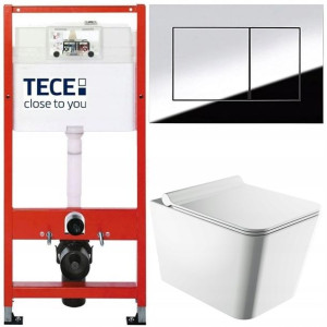 Tece Base Stelaż Zestaw Podtynkowy Wc Chrom 5w1