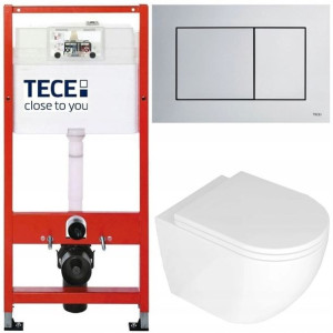 Tece Base Stelaż Zestaw Podtynkowy Wc Chrom 5w1