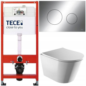 Tece Base Stelaż Zestaw Podtynkowy Wc Chrom 5w1