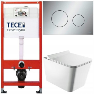 Tece Base Stelaż Zestaw Podtynkowy Wc Chrom 5w1