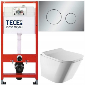 Tece Base Stelaż Zestaw Podtynkowy Wc Chrom 5w1
