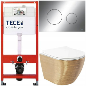Tece Base Stelaż Zestaw Podtynkowy Wc Chrom Złoty