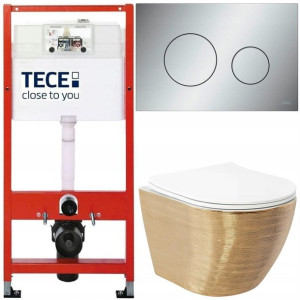 Tece Base Stelaż Zestaw Podtynkowy Wc Chrom Złoty