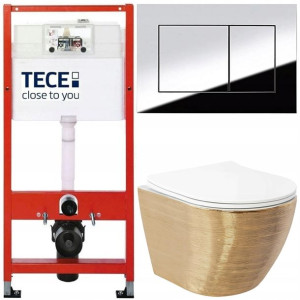 Tece Base Stelaż Zestaw Podtynkowy Wc Chrom Złoty