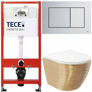 Tece Base Stelaż Zestaw Podtynkowy Wc Chrom Złoty