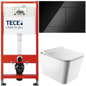 Tece Base Stelaż Zestaw Podtynkowy Wc Czarny 5w1