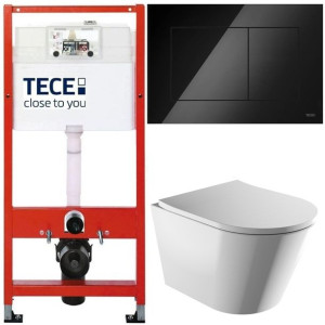 Tece Base Stelaż Zestaw Podtynkowy Wc Czarny 5w1