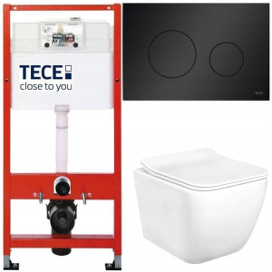 Tece Base Stelaż Zestaw Podtynkowy Wc Czarny 5w1
