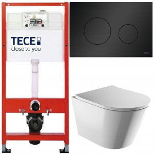 Tece Base Stelaż Zestaw Podtynkowy Wc Czarny 5w1