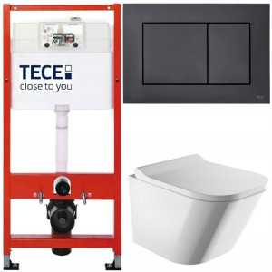 Tece Base Stelaż Zestaw Podtynkowy Wc Czarny 5w1
