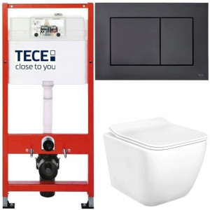 Tece Base Stelaż Zestaw Podtynkowy Wc Czarny 5w1