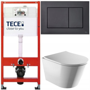 Tece Base Stelaż Zestaw Podtynkowy Wc Czarny 5w1