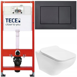 Tece Base Stelaż Zestaw Podtynkowy Wc Czarny 5w1