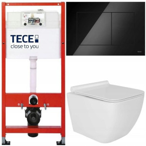 Tece Base Stelaż Zestaw Podtynkowy Wc Czarny 5w1
