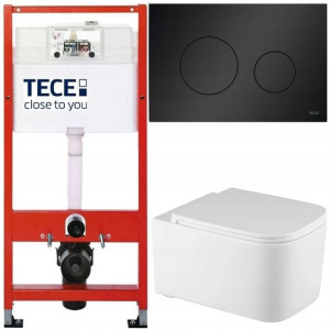 Tece Base Stelaż Zestaw Podtynkowy Wc Czarny 5w1