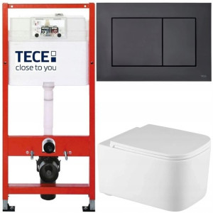 Tece Base Stelaż Zestaw Podtynkowy Wc Czarny 5w1