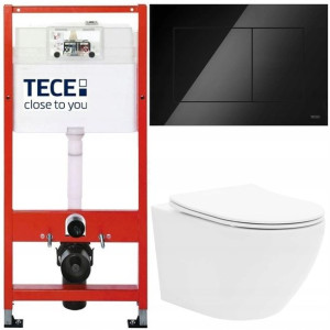 Tece Base Stelaż Zestaw Podtynkowy Wc Czarny 5w1