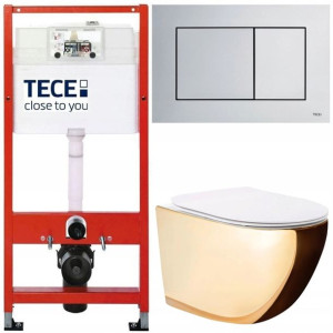 Tece Base Stelaż Zestaw Podtynkowy Wc Miska Złota