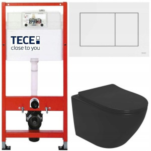 Tece Stelaż Zestaw Podtynkowy Miska Wc Czarna Mat