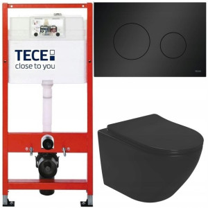 Tece Stelaż Zestaw Podtynkowy Miska Wc Czarna Mat