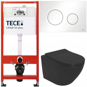 Tece Stelaż Zestaw Podtynkowy Miska Wc Czarna Mat