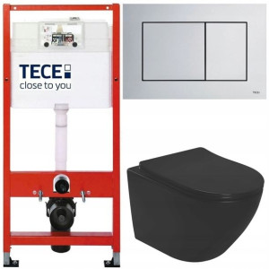 Tece Stelaż Zestaw Podtynkowy Miska Wc Czarna Mat