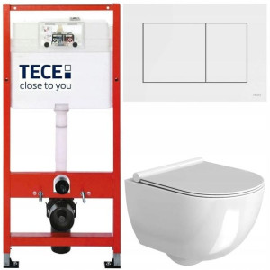 Tece Stelaż Zestaw Podtynkowy Wc Przycisk Biały