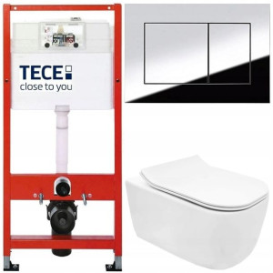 Tece Stelaż Zestaw Podtynkowy Wc Przycisk Chrom