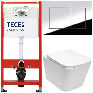 Tece Stelaż Zestaw Podtynkowy Wc Przycisk Chrom