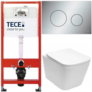 Tece Stelaż Zestaw Podtynkowy Wc Przycisk Chrom