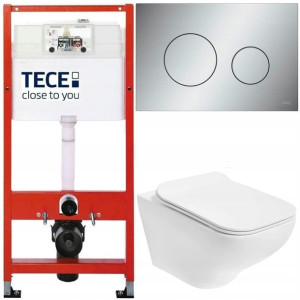 Tece Stelaż Zestaw Podtynkowy Wc Przycisk Chrom