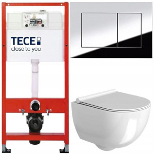 Tece Stelaż Zestaw Podtynkowy Wc Przycisk Chrom