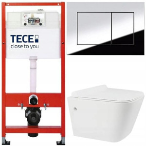 Tece Stelaż Zestaw Podtynkowy Wc Przycisk Chrom