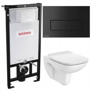 Zestaw Podtynkowy Stelaż Wc Przycisk Czarny 5w1