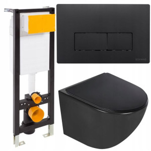 Zestaw Podtynkowy Wc Stelaż Slim 35cm Miska Czarna