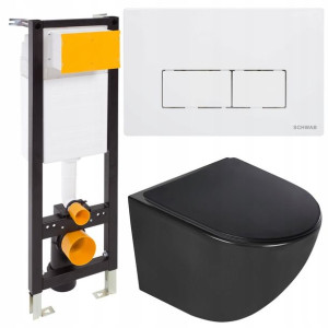 Zestaw Podtynkowy Wc Stelaż Slim 35cm Miska Czarna