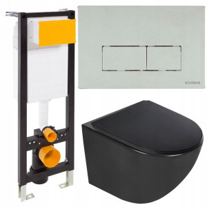 Zestaw Podtynkowy Wc Stelaż Slim 35cm Miska Czarna