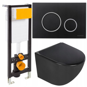 Zestaw Podtynkowy Wc Stelaż Slim 35cm Miska Czarna