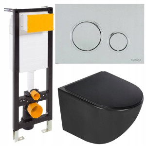 Zestaw Podtynkowy Wc Stelaż Slim 35cm Miska Czarna