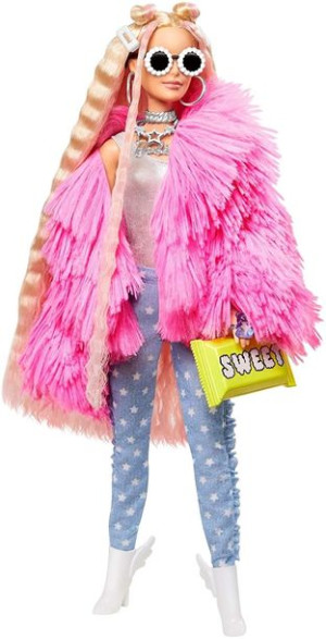 Barbie - Lalka Różowa Puchata Kurtka - Extra Moda - Grn27 Grn28