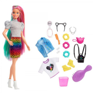 Barbie - Lalka Kolorowe Włosy - Panterka – Grn81