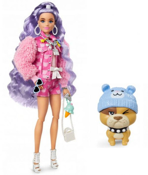 Barbie - Lalka Fioletowe Włosy - Barbie Extra Moda - Grn27 Gxf08