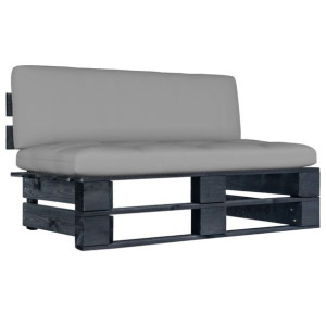 Ogrodowa sofa środkowa z palet, czarna, drewno sosnowe