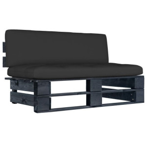 Ogrodowa sofa środkowa z palet, czarna, drewno sosnowe