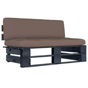 Ogrodowa sofa środkowa z palet, czarna, drewno sosnowe