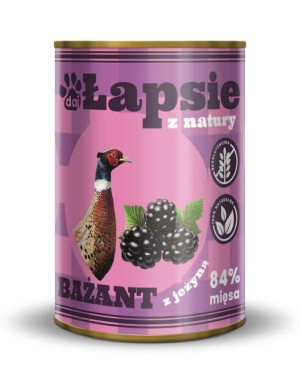 HAPPY SNACKY ŁAPSIE Karma mokra dla psa Bażant z Jeżyną 400g