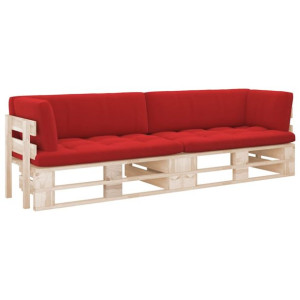 Sofa 2-osobowa z palet, z poduszkami, impregnowane drewno