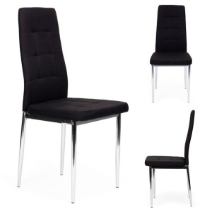 Krzesła tapicerowane czarne pikowane 4x krzesło do salonu jadalni ModernHom
