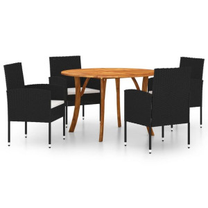5-częściowy zestaw mebli ogrodowych, czarny